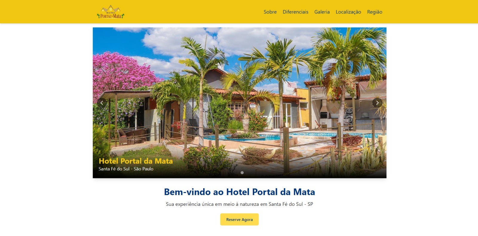 Site do Hotel Portal da Mata